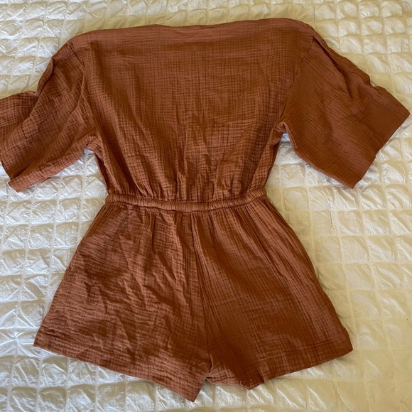 Jacks surf board gauze Rust Button-Up Romper - Picture 6 of 8